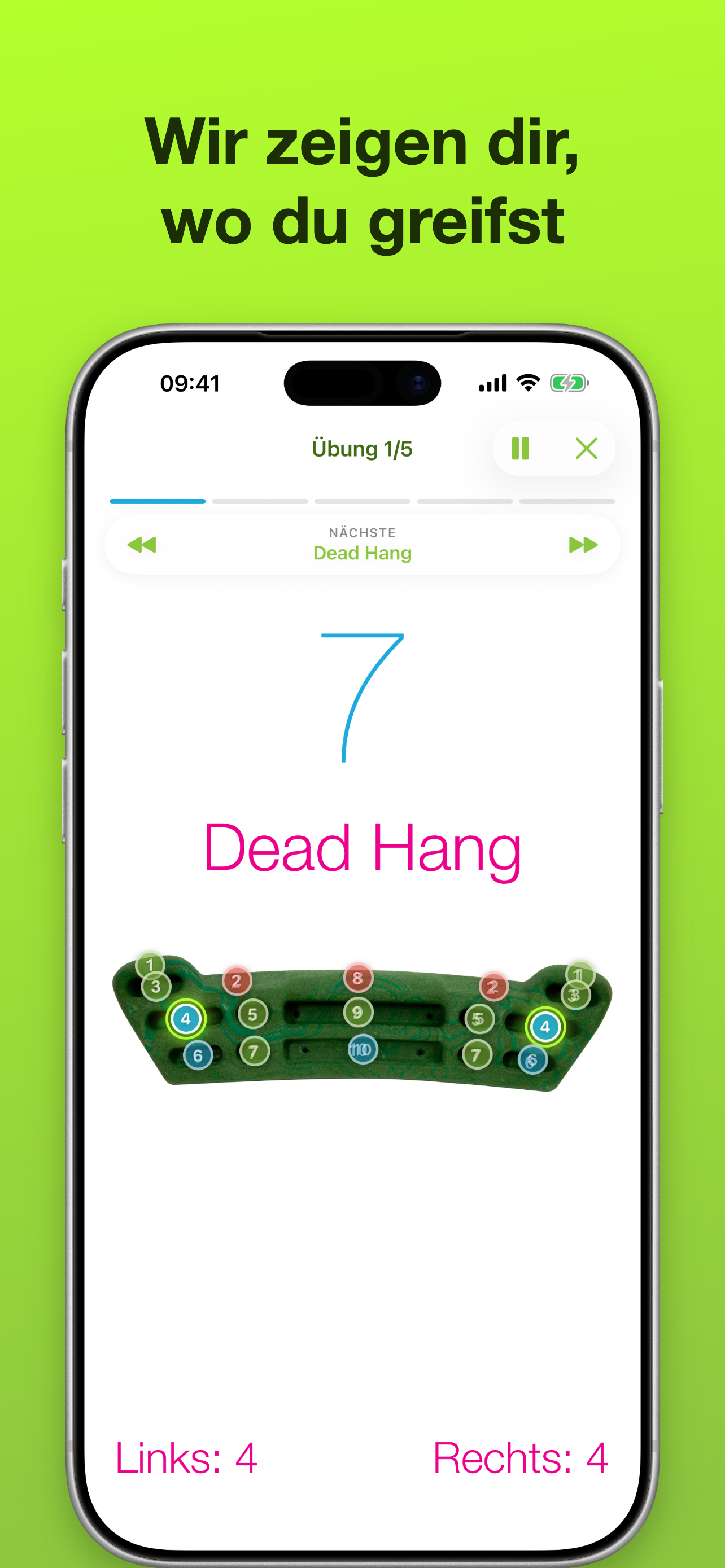 Screenshot der Boulder-Trainer-App