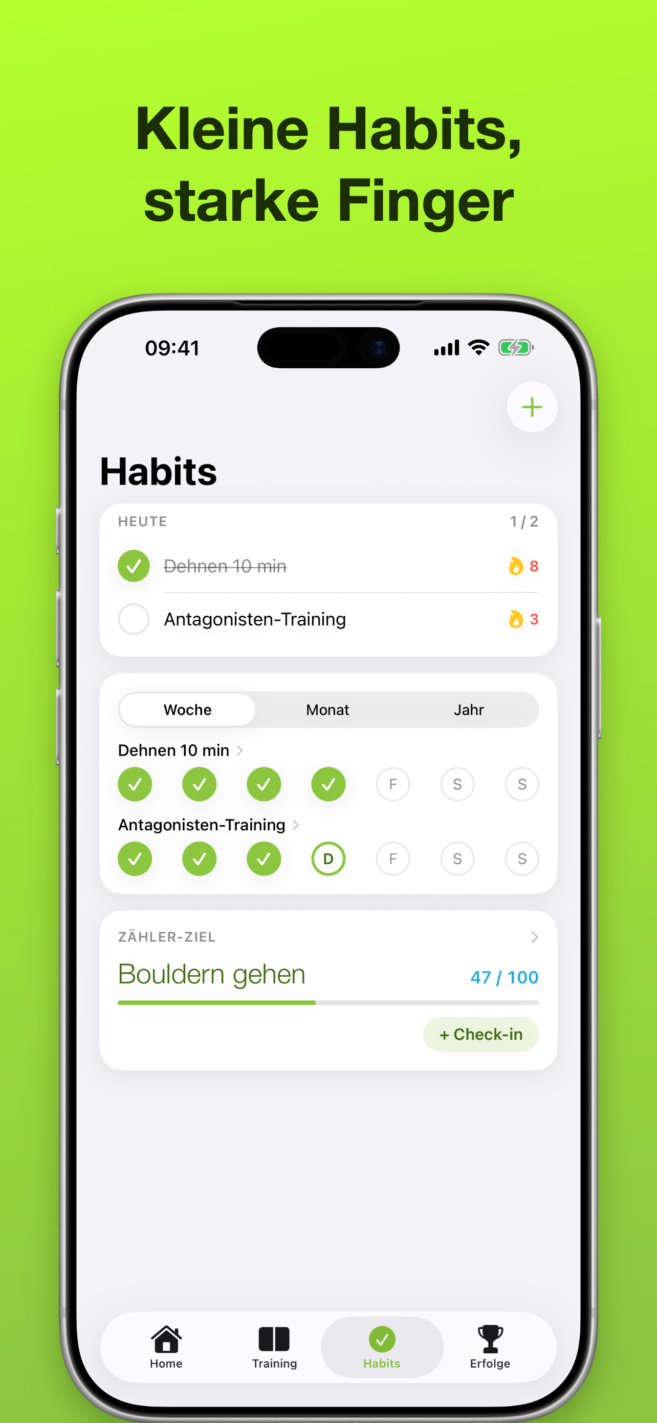 Screenshot der Boulder-Trainer-App