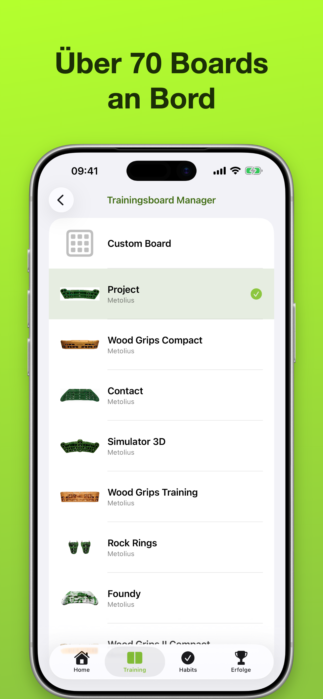 Screenshot der Boulder-Trainer-App