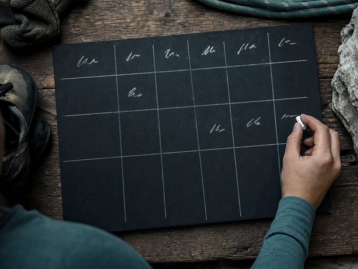 Weekly finger-training frequency planner.